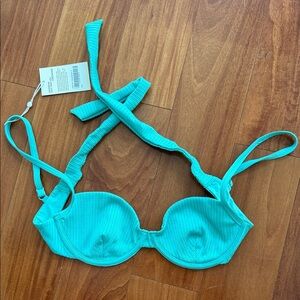 Monday Swimwear Turquoise Wide Rib Capri Top